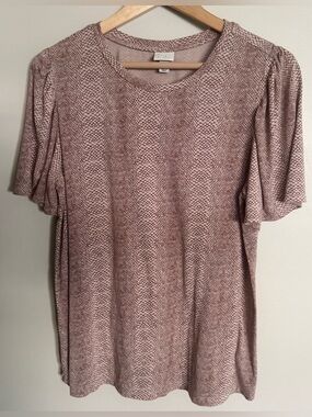 A New Day Blush Pink Snakeskin Print Flutter Sleeve Top Size Large